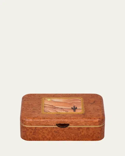 Silvia Furmanovich Rectangular Marquetry Jewelry Box With Rounded Corners And Desert Print, Medium