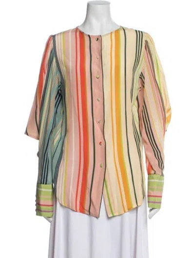 Pre-owned Silvia Furmanovich Silk Striped Blouse In Multicolor