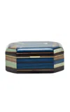 Silvia Furmanovich Small Marquetry Wood Jewelry Box In Blue