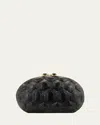Silvia Furmanovich Turtle Shell Wooden Oval Clutch With 18k Gold And Onyx In Black
