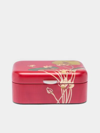 Silvia Furmanovich Waterlilies Marquetry Wood Jewellery Box  Abask Luxury Gift In Red