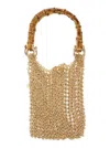 Silvia Gnecchi 'bamboo' Gold Colored Handbag With Metallic Mesh And Bamboo Handle In Grey