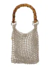 Silvia Gnecchi Bamboo Silver Colored Handbag With Metallic Mesh And Bamboo Handle In Aluminum Woman