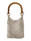 Silvia Gnecchi Bamboo Silver Colored Handbag With Metallic Mesh And Bamboo Handle In Aluminum Woman In Gray