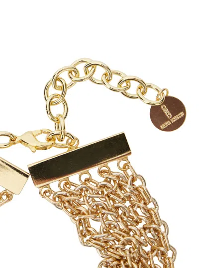 SILVIA GNECCHI 'BANDITE' GOLD-COLORED NECKLACE WITH CHAIN DESIGN AND LOGO PENDANT IN BRASS WOMAN