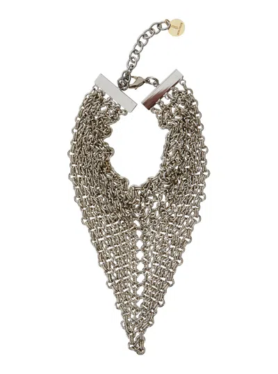 Silvia Gnecchi Bandite Silver-colored Necklace With Chain Design And Logo Pendant In Brass Woman In Metallic