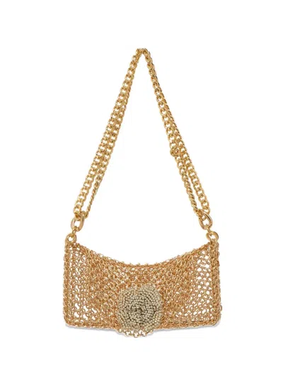Silvia Gnecchi Camelia Embellished Shoulder Bag In Gold