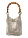 Silvia Gnecchi Bamboo Silver Colored Handbag With Metallic Mesh And Bamboo Handle In Aluminum Woman In Silver