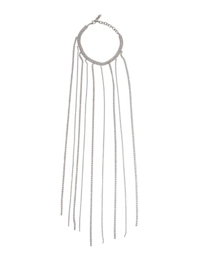 Silvia Gnecchi Glass Crystal Fringe Necklace In Silver