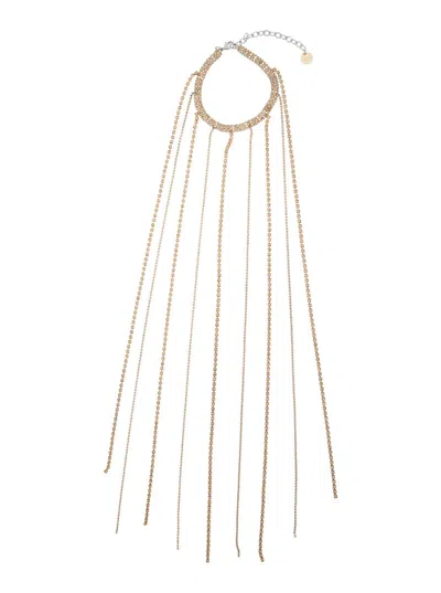 SILVIA GNECCHI GOLD-COLORED NECKLACE WITH ALL-OVER APPLIED GLASS CRYSTALS AND ADJUSTABLE CLASP IN BRASS WOMAN