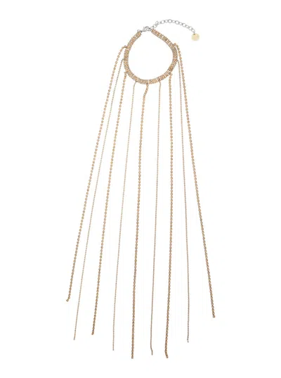 SILVIA GNECCHI GOLD-COLORED NECKLACE WITH ALL-OVER APPLIED GLASS CRYSTALS AND ADJUSTABLE CLASP IN BRASS WOMAN