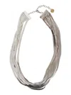 Silvia Gnecchi Imperial Long Silver-colored Necklace With Adjustable Clasp And Metallic Pendant With Logo In Brass  In Metallic