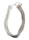 Silvia Gnecchi Imperial Long Silver-colored Necklace With Adjustable Clasp And Metallic Pendant With Logo In Brass  In Metallic