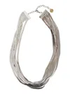 Silvia Gnecchi Imperial Long Silver-colored Necklace With Adjustable Clasp And Metallic Pendant With Logo In Brass  In Metallic