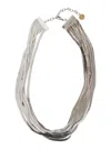 Silvia Gnecchi Imperial Long Silver-colored Necklace With Adjustable Clasp And Metallic Pendant With Logo In Brass  In Metallic