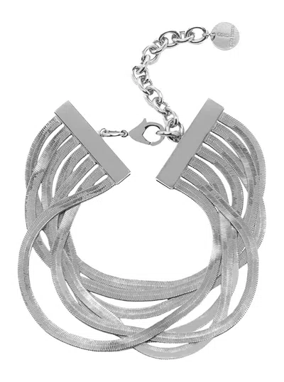 Silvia Gnecchi Imperial Metallic Small Necklace With Adjustable Rear Closure In Brass Woman