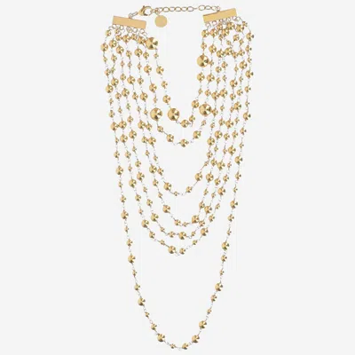 Silvia Gnecchi Metal Pearl Necklace In Animal Print