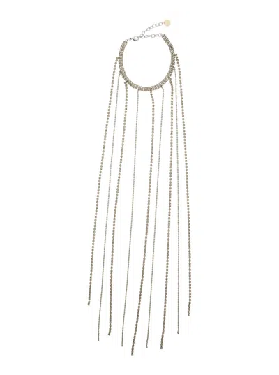 SILVIA GNECCHI METALLIC-COLORED NECKLACE WITH ALL-OVER APPLIED GLASS CRYSTALS AND ADJUSTABLE CLASP IN BRASS WOMAN