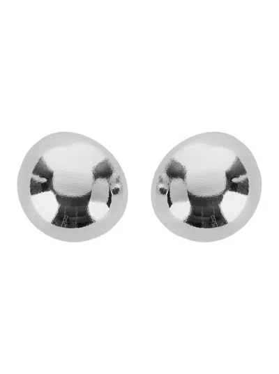 Silvia Gnecchi Polished Metallic Circular Earrings In Silver