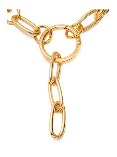Silvia Gnecchi Romina Metallic Necklace With Wide Chain-link Design In 24k Gold Pleated Brass Woman