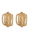 Silvia Gnecchi Shells Metallic Earings With Rear Closure In Gold Pleated Brass Woman In Gold