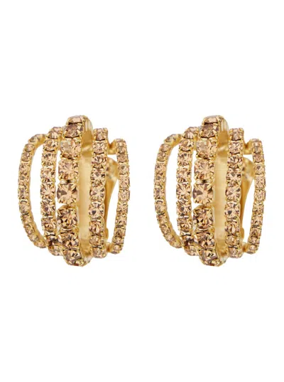 Silvia Gnecchi Shells Metallic Earings With Rear Closure In Gold Pleated Brass Woman