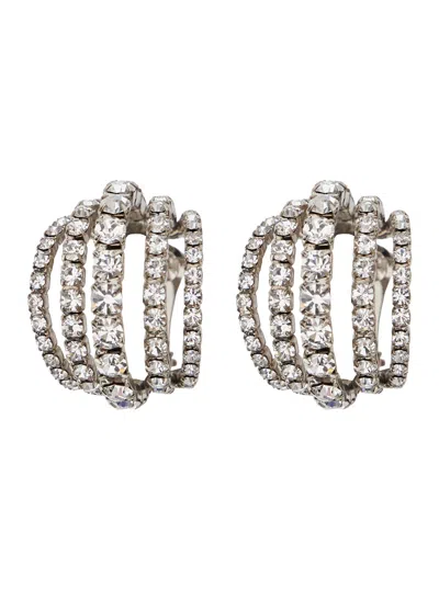 Silvia Gnecchi Shells Metallic Earings With Rear Closure In Silver Pleated Brass Woman In Gray