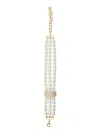 Silvia Gnecchi Susy Metal-colored Necklace With All-over Glass Pearls And Adjustable Clasp In Brass Woman In Grey