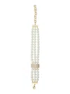 Silvia Gnecchi Susy Metal-colored Necklace With All-over Glass Pearls And Adjustable Clasp In Brass Woman In Gold