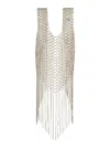 SILVIA GNECCHI SILVER-TONE VEST WITH FRINGES IN METAL MESH WOMAN