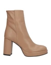 Silvia Rossini Woman Ankle Boots Beige Size 7 Leather In Sand