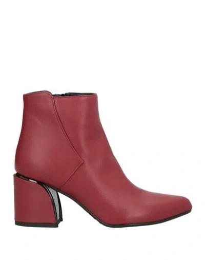 Silvia Rossini Woman Ankle Boots Burgundy Size 6 Leather In Red