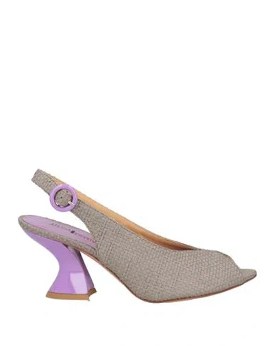 Silvia Rossini Woman Sandals Taupe Size 5 Synthetic Raffia In Grey