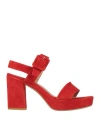 Silvia Rossini Woman Sandals Tomato Red Size 7 Soft Leather