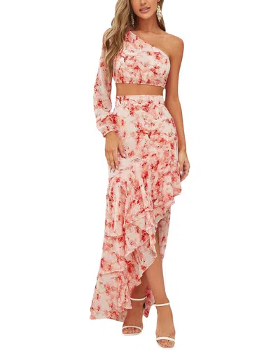 Silvia Rufino 2pc Top & Skirt Set In Red