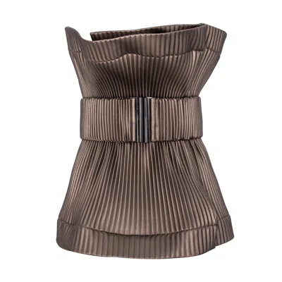 Silvia Serban Women's Antique Gold Pleated Eco-leather Belt