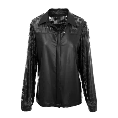 Silvia Serban Women's Black ”jackpot” Laser Cut Leather Shirt