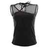 SILVIA SERBAN WOMEN'S BLACK MESH CUTOUT TOP