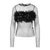 Silvia Serban Women's Black One Layer Tulle Top With Volumetric Applications In Black