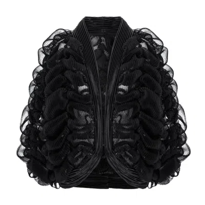 Silvia Serban Women's Black Pleated And Crinkled Tulle Blazer