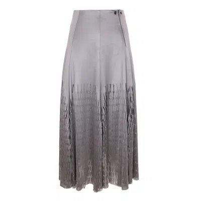 Silvia Serban Women's Grey / Silver Midi Silver Laser Cut Paneled Skirt In Grey/silver