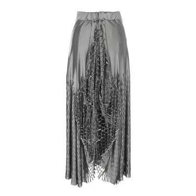 Silvia Serban Women's Laser Cut Silver Paneled Skirt