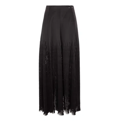 Silvia Serban Women's Long Black Laser Cut Paneled Skirt