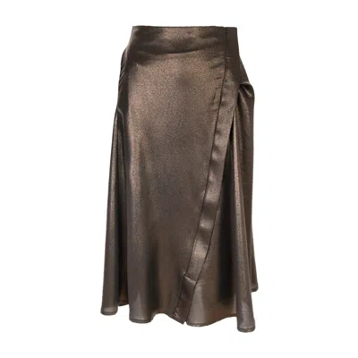 Silvia Serban Women's Neutrals ”jackpot” A Line Midi Copper Skirt In Brown