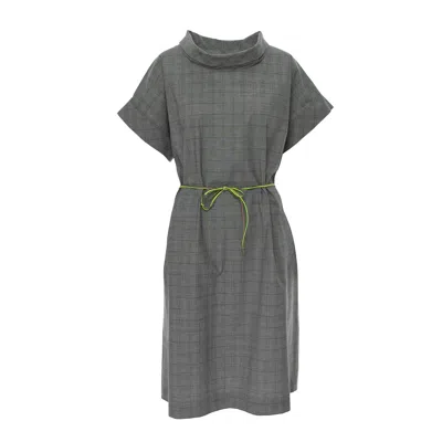 Silvia Serban Women's Oversized Checkered Grey Dress