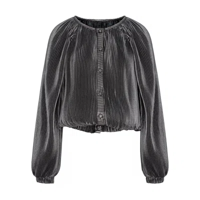 Silvia Serban Women's Pleated Silver Voile Bomber