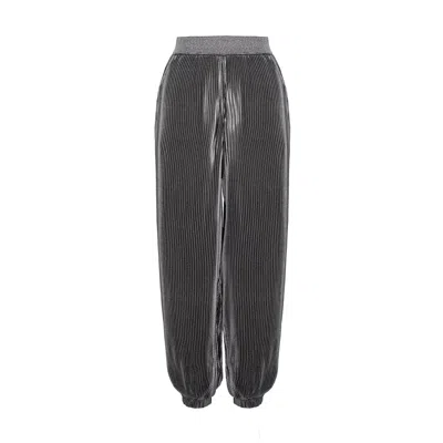 Silvia Serban Women's Pleated Silver Voile Harem Trousers