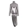 Silvia Serban Women's Silver Turtleneck Blouse With Detachable  Panel In Silver