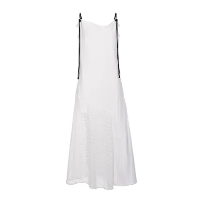Silvia Serban Women's White Cotton Dress With Mesh Insert
