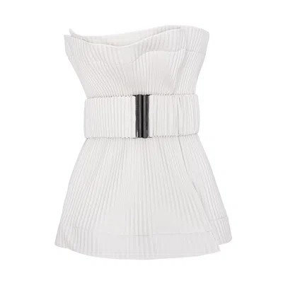 Silvia Serban Women's White Pleated Eco-leather Belt